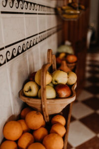 Fruit baskets with fresh produce